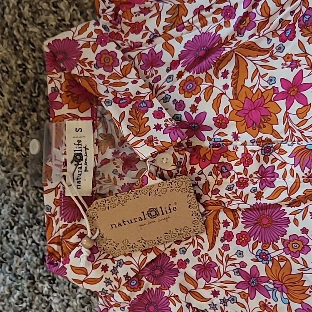 NATURAL LIFE Pink, Orange and White Floral Women's Size SMALL Dress - Picture 3 of 7